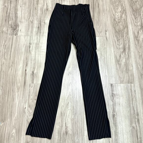 ASOS DESIGN Women’s Tailored Slim Pinstripe Pants Size 2 Side Zip Slit & Raw Hem - Picture 3 of 13